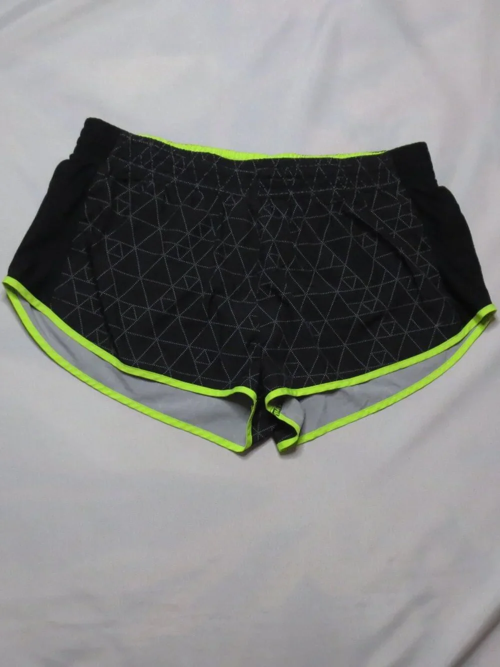 NIKE womens SHORTS black DRI-FIT neon WORKOUT drawstring RUNNING yoga SIZE XL